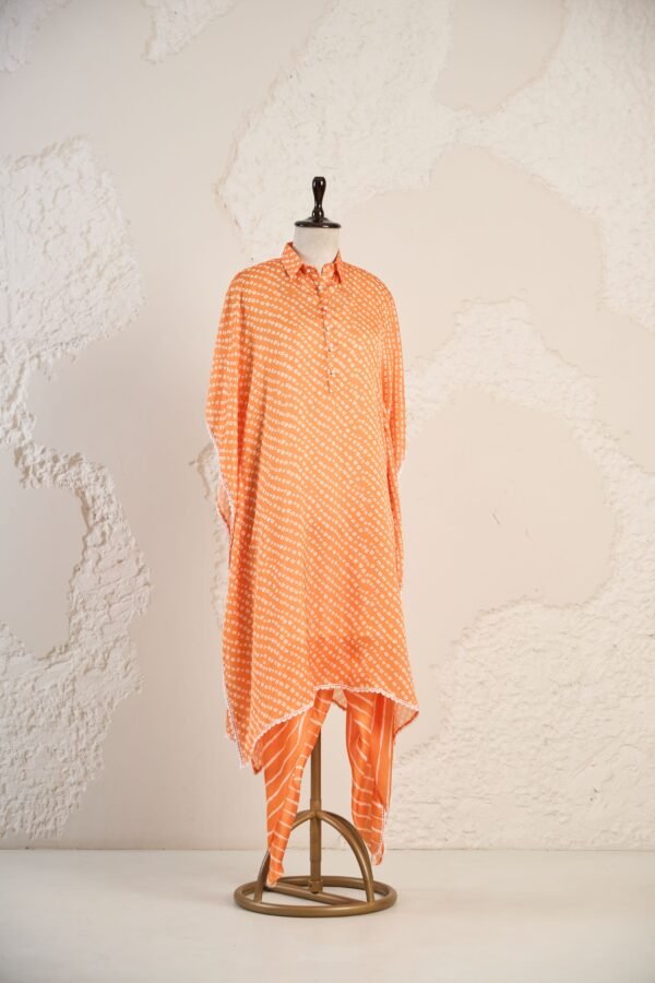 DANK SHOOT0004 1 Orange Badhani Kaftan with Dhoti