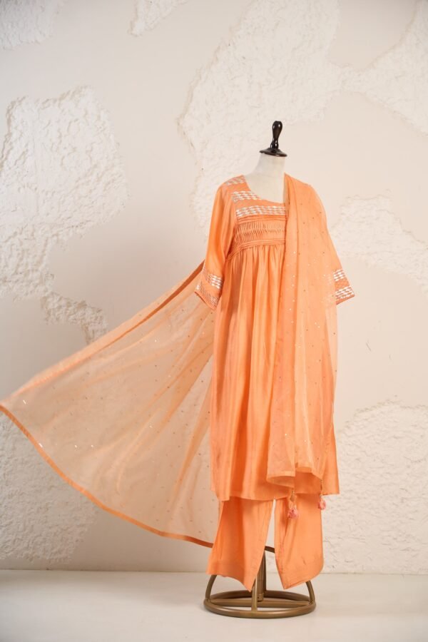 DANK SHOOT0083 Orange Embellished Yoke Kurta Set