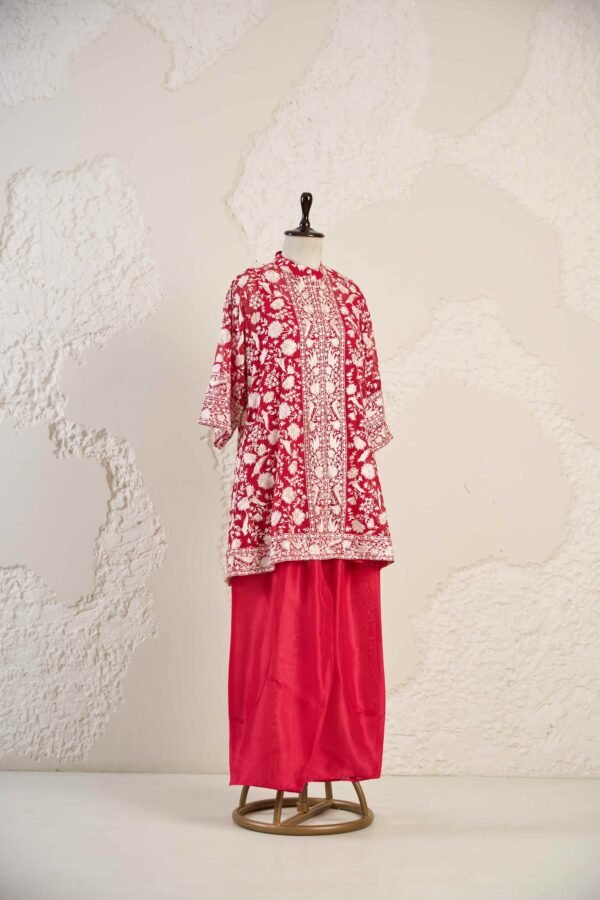 DANK SHOOT0112 Red Gara Embroidered Kurta with Pants